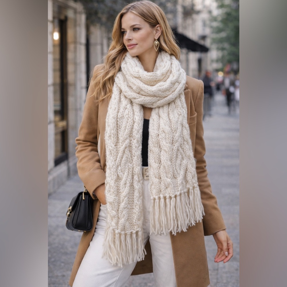 Aldo Cream Cable Knit Scarf